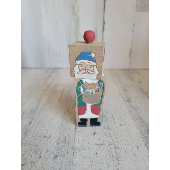 Vintage changing Santa block wooden home decor unique Xmas figure - Picture 4 of 8